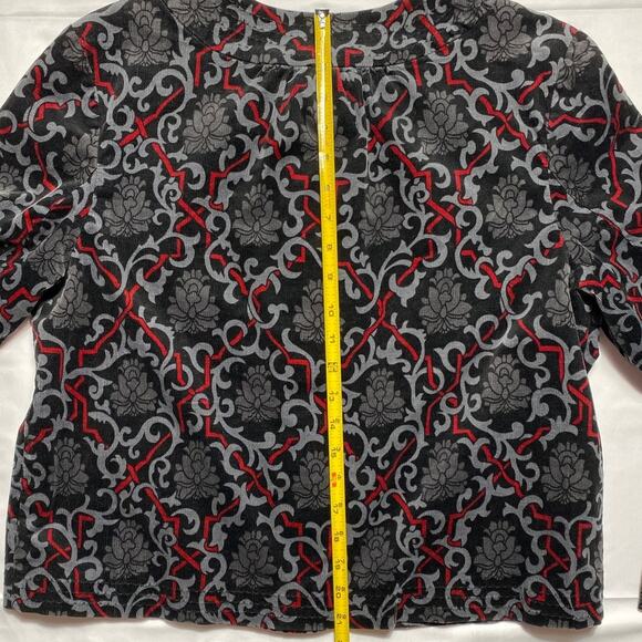 Charter Club  Size Large Button Up Floral Pocket Lined Sweater Damask Tapestry - Picture 9 of 13